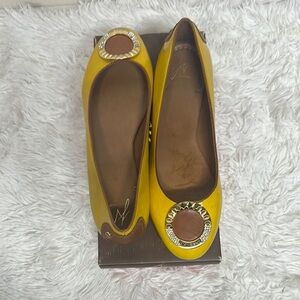 Y2K J Vincent Yellow and Brown Flats with Classic Rounded Toe